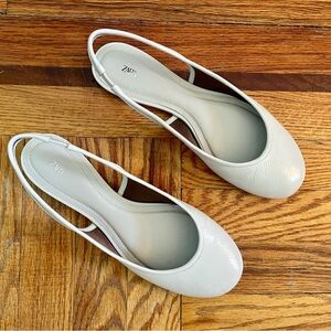 Zara Women's Off-White Slingback Flats, Size 39